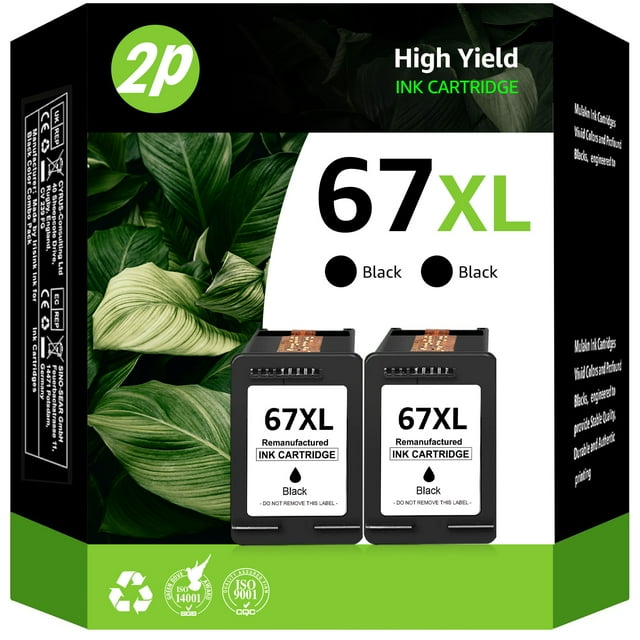 67XL Black Ink Cartridges Compatible for HP 67 Black Ink Cartridges HP 2700 2752e 2742e 6000 6055e