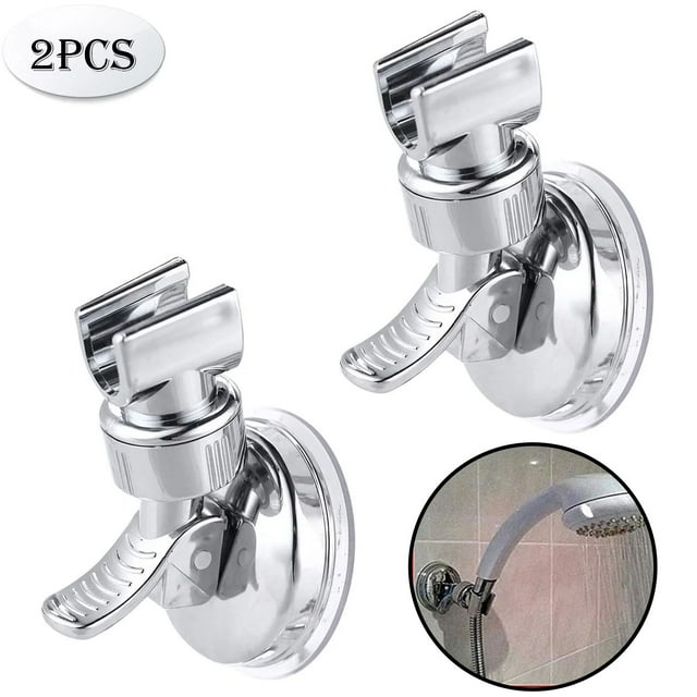 Adjustable Shower Head Holder, Bathroom Suction Cup Handheld Shower Head Bracket, Removable Handheld Showerhead & Wall Mounted Suction Bracket(2PCS)