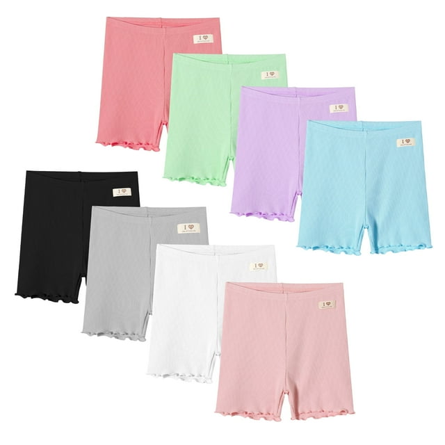 Chicduo Girls' Leggings Little Girls Love Standard School Sports Shorts, 8 Pieces, 3-12 Years Old