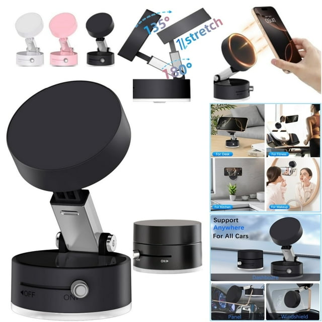 DnxnIaIfy Cell Phone Holder Vacuum Magnetic Adsorption for Car Mount Convenient Folding Suction Cup Household Lazy Holder for Multi-Purpose Scenes