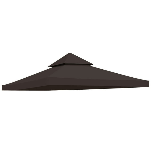 Kanecome 2-Tier Replacement Gazebo Canopy Top Patio 10'x10' PU Water Resistance Gazebo Canopy Replacement Top Cover-coffee