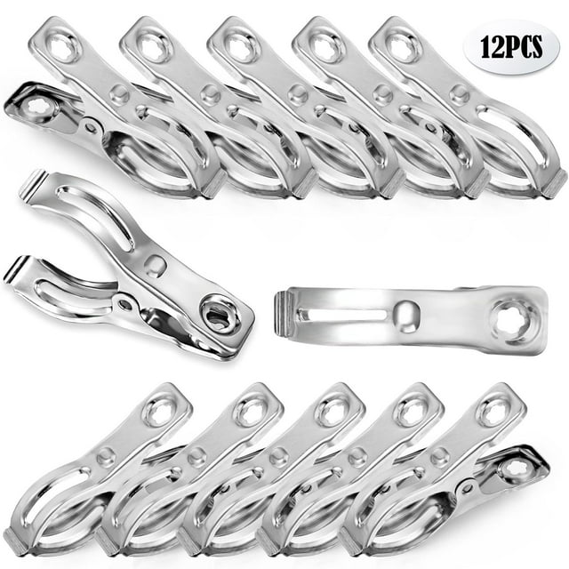 Metal ClothesPins,Row Cover Clips 12 Pack 2.3 Inch Stainless Steel Pool Towel Clips,Chair Clips for Beach Towels,Garden Clips,Greenhouse Clamps:Quilts, Blankets from Blow Away Or Decline