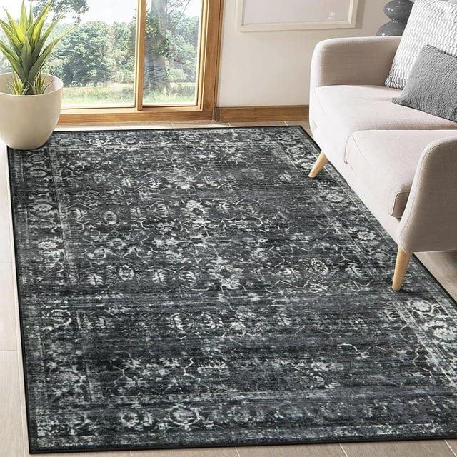 Moynesa Washable Area Rugs,5x7 Rugs for Bedroom Soft Rugs for Bedroom Aesthetic Boys,Retro Distressed Non Slip Throw Rug Carpet Dining Room Rugs for Under Table