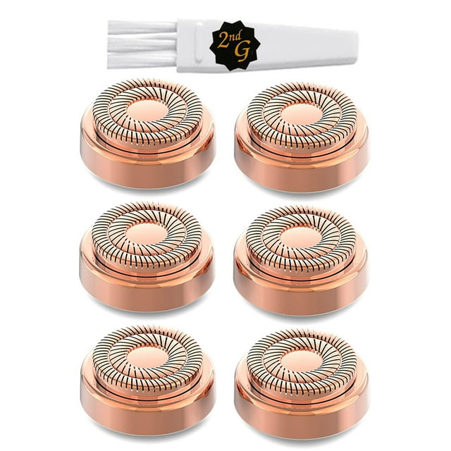 Replacement Heads Compatible with Flawless Facial Hair Remover Gen 2 and Finishing and Soft Touch, 18K Rose Gold 6 Count