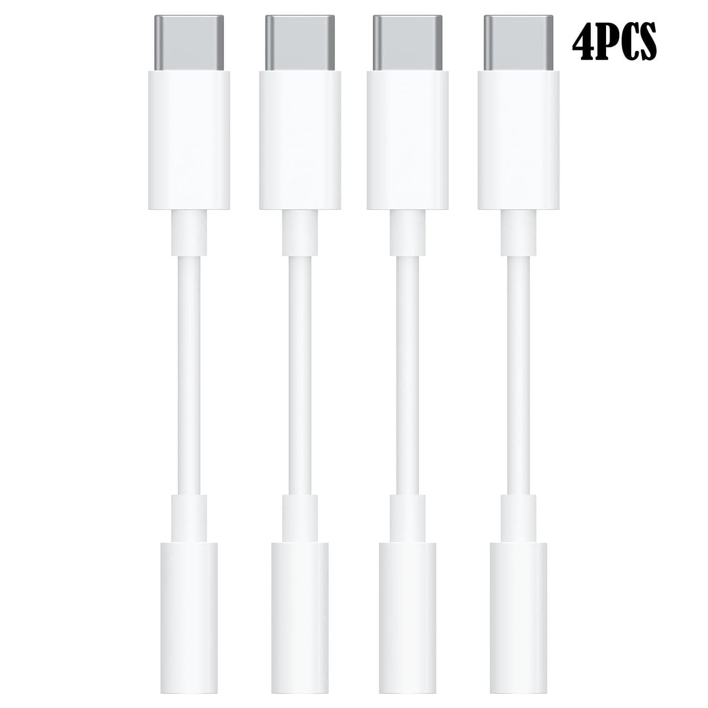USB-C to 3.5mm Audio Headphone Adapter - HiFi 4 Pack Compatible with Apple iPhone 16 15 Samsung Galaxy S24 S23 S22 S21 Plus Pro Max Ultra Pixel iPad - Type C to Jack Dongle Adapter