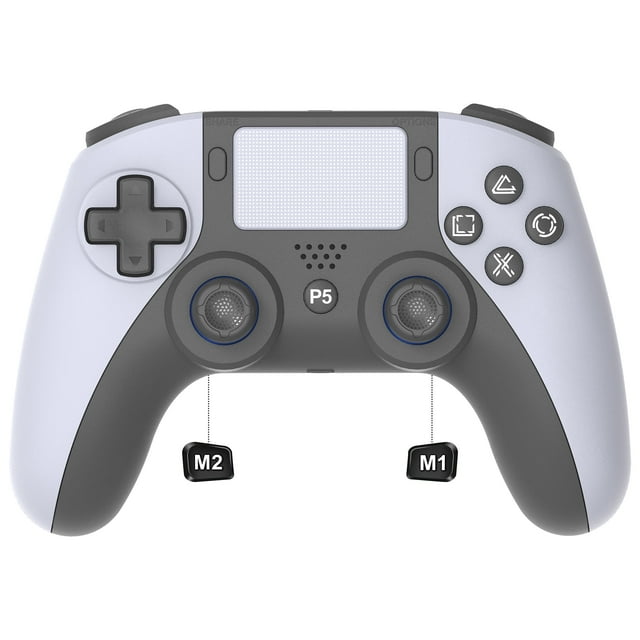 Wireless Controller for P5, Remote Game Joystick with Back Paddles and Trubo, Compatible with P-5/Slim/Pro/PC (White)