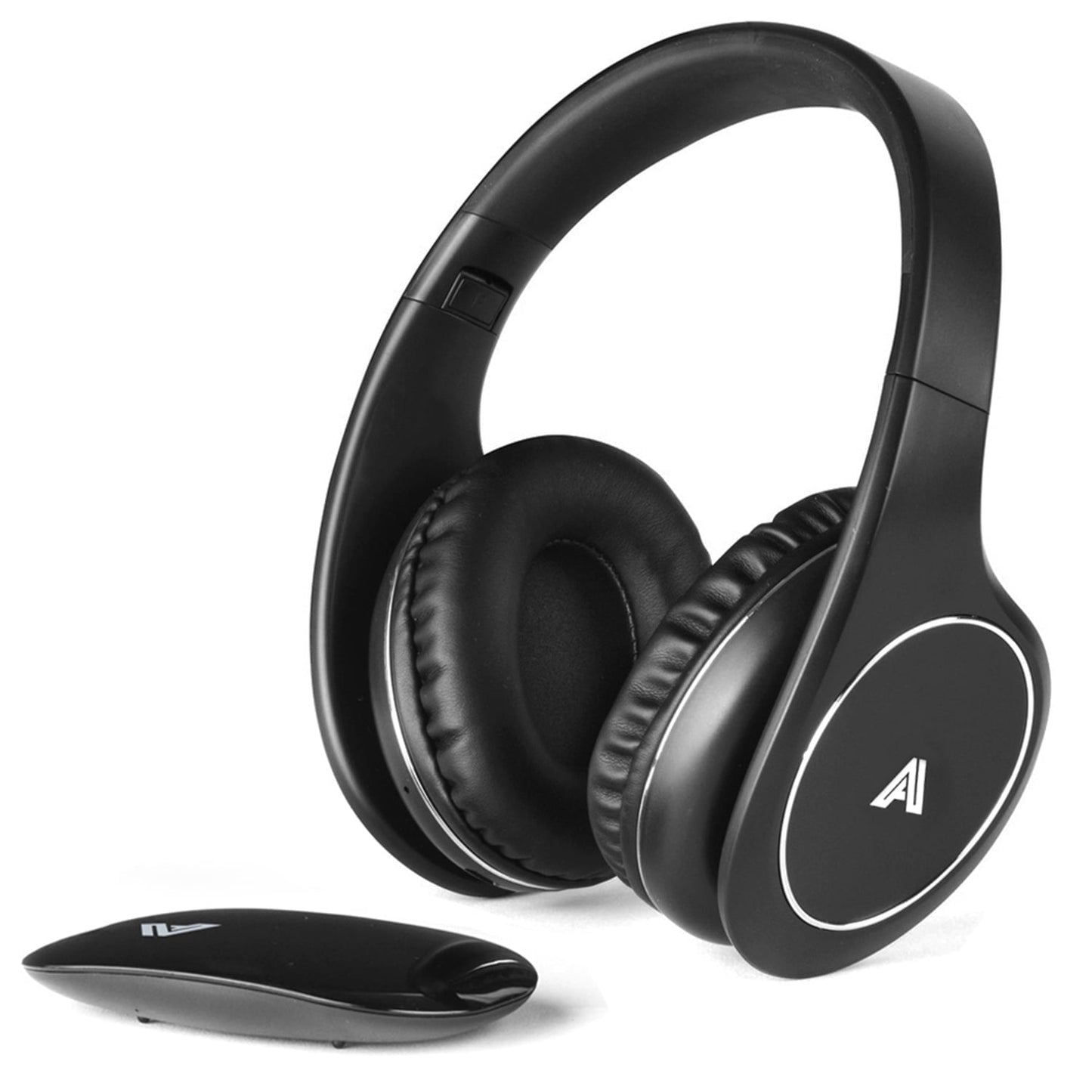 Wireless Headphones for TV Wired Over Ear Headphones Stereo Headset with 2.4GHz RF Transmitter Optical RCA AUX FM Radio 100ft Wireless Range Head Phones (Black)