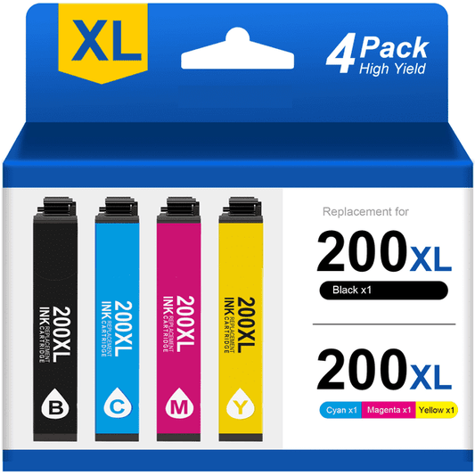 200XL Ink Cartridge for Epson 200 XL Ink Use with XP-200 XP-300 XP-310 XP-400 (4 Pack)