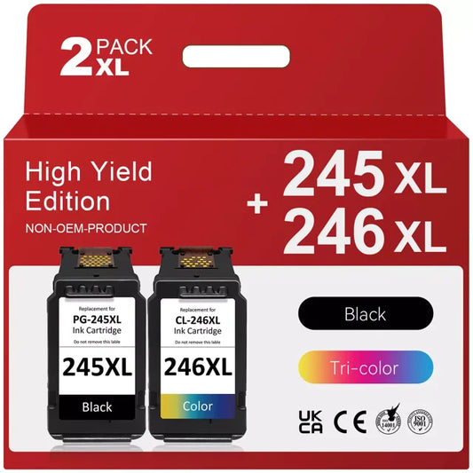 245XL 246XL Ink Cartridges Compatible for Canon ink 245 and 246 for PIXMA MG2522 2520 TS3122 MX490 492 TR4520 (Black, Tri-Color)