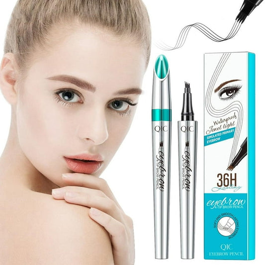 3D Microblading Eyebrow Pen, 5 Color Waterproof Microblading Eyebrow Pencil,4-Tip Eyebrow Pencil, Natural Makeup Long-Lasting Fine Stroke Magic Eyebrow Pencil, Light Brown