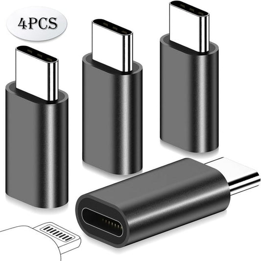 4 Pack Lightning to USB C Adapter for iPhone 15/15 Pro/15 Pro Max/15 Plus,i OS,Samsung,Gender Changer Adapter,Charging Data Transmission,for iPhone 15 Charger Adapter,Not for Audio/OTG-Black