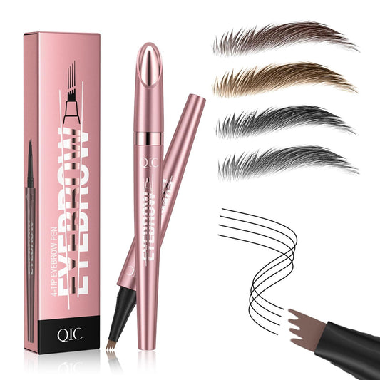 4-Tip Eyebrow Pen 3D Waterproof Microblading Eyebrow Pen，Natural Makeup Long-Lasting Fine Stroke Magic Eyebrow Pencil,Light Brown