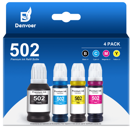 502 Ink Bottles for Epson 502 Ink Bottles Epson Ink 502 Refills (Black Cyan Magenta Yellow 4 Pack)