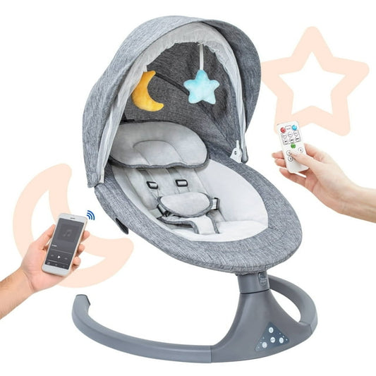 Aprpink 5-in-1 Large Baby Swing with Rocking, Gray Striped Child, 1 Count