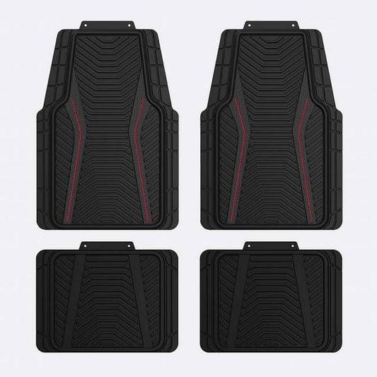 Auto Drive 4Piece Rubber Car Floor Mats Carbon Fiber Black - Universal Fit, 24WM17