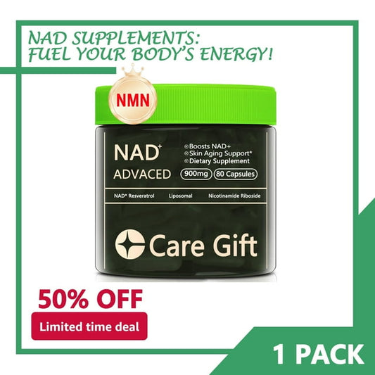 Care Gift NAD Nicotinamide Riboside Resveratrol, Liposomal NAD Supplements for Women & Men, NMN Supplement Alternative, NAD Supplement -80 Capsules （NEW)