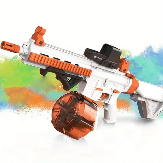 Electric Gel Ball Blaster SBL-14A Orange Full Auto, 10 Rounds/Second, 1000+ Capacity Drum, Adjustable Stock