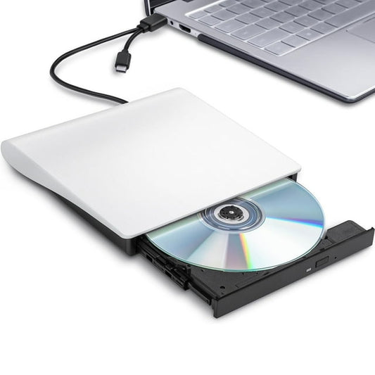 External DVD Drive, USB 3.0 Type-C CD Burner Portable CD DVD +/-RW Optical Drive Slim CD DVD ROM Rewriter CD/DVD Player Writer Reader for Laptop Desktop MacBook PC Windows Linux Mac OS (White)