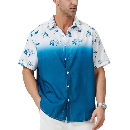 Floral Hawaiian Shirt for Men Summer Button Up Shirt Short Sleeve Mens Beach Tropical Casual Aloha Shirt
