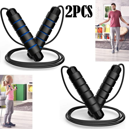 Jump Rope, Tangle-Free Rapid Speed Jumping Rope Cable with Ball Bearings for Women, Men, and Kids, Adjustable Steel Jump Rope Workout with Foam Handles for Fitness, Home Exercise & Slim Body- 2 Pack