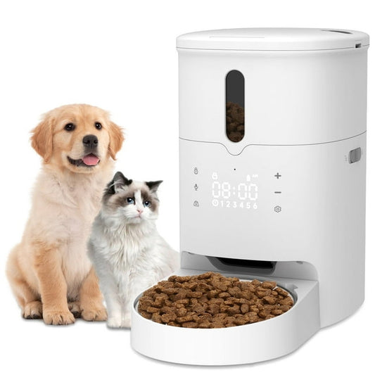 LAKWAR Automatic Cat Food Dispenser, Auto Cat Feeder with Customize Feeding Schedule,Interactive Voice Recorder, Timed Pet Feeder Dry Food for Cat & Dog 1-6 Meals Dry Food,3L