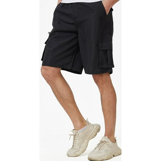 Mens Casual Cargo Shorts Cotton Drawstring Stretch Summer Beach Shorts with Pockets