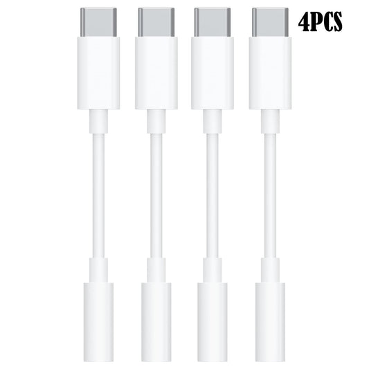 USB-C to 3.5mm Audio Headphone Adapter - HiFi 4 Pack Compatible with Apple iPhone 16 15 Samsung Galaxy S24 S23 S22 S21 Plus Pro Max Ultra Pixel iPad - Type C to Jack Dongle Adapter