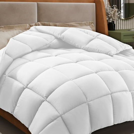 WISHEAD Comforter Duvet Insert - All Season Duvet Down Alternative Quilted Bedding Queen Size with Corner Tabs - Machine Washable, White