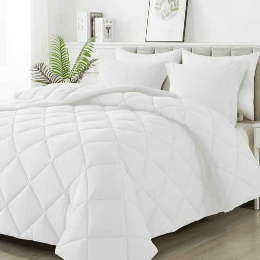 WISHEAD Comforters Queen Size All Season Soft Quilted Down Alternative Bedding Duvet Insert with Corner Tabs, Machine Washable, White