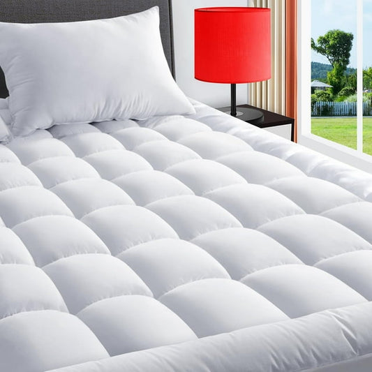 WISHEAD Ultra Soft King Mattress Topper - Cloud-Like Mattress Pad for Back Pain Relief - Machine Washable - Breathable Cooling Material for Hot Sleepers