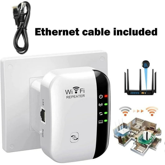 WiFi Booster Range Extender, WiFi Extender Signal Booster Up to 3000 Sq.ft and 30 Devices,Wireless Internet Wifi Repeater, Long Range Amplifier with Ethernet Port, Access Point, 1-Key Setup