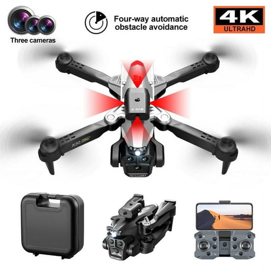 XINGLUKE Drone with 3 Camera 1080P for Kids and Adults, RC Quadcopter Foldable FPV Drone for Beginners, Optical Flow Positioning, 360° Obstacle Avoidance, 2 Batteries, Carrying Case