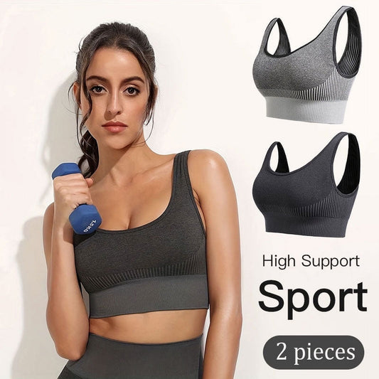 Women's Sports Bras High Support Wirefree Padded Workout Athletic Comfortable Underoutfit Tank Tops 2 Pieces